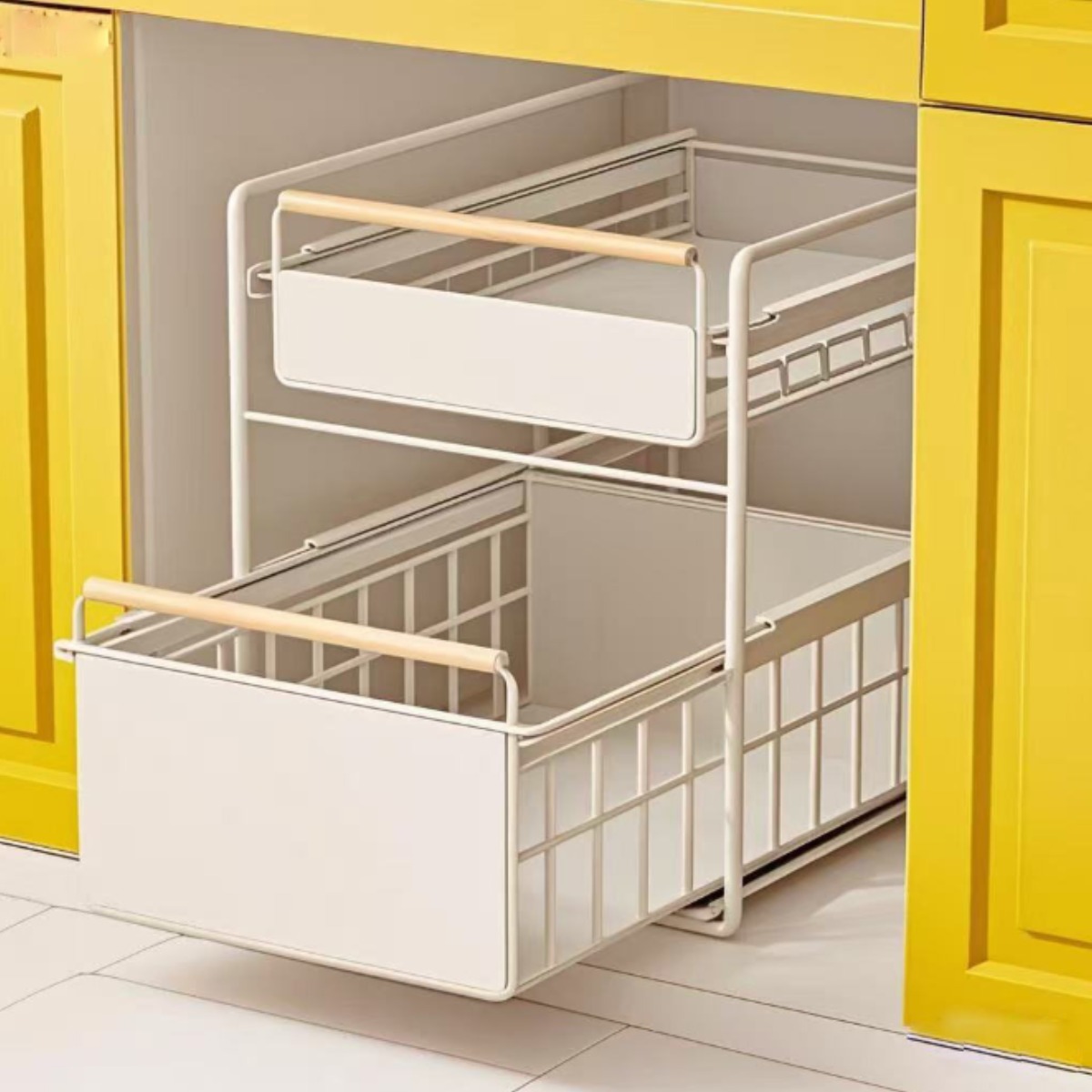 OnB 슬라이드 2단 주방 수납 선반 대용량 와이드형, 화이트(White) 39,500원