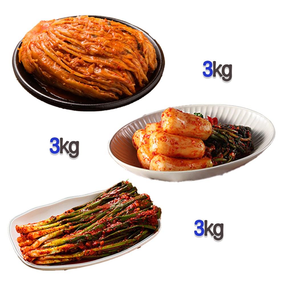 찬우물 신선김치세트 9kg (묵은지 3Kg + 총각김치 3kg + 파김치 3kg), 1개 79,940원