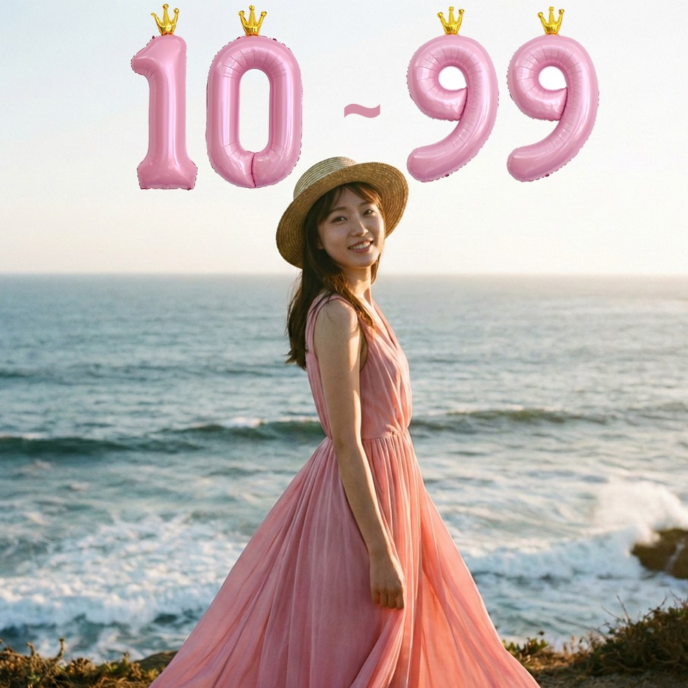 이벤트홀릭 헬륨 완제품 초대형 왕관 숫자풍선, 1개, 핑크 10~99(배송메세지 기재) 35,000원