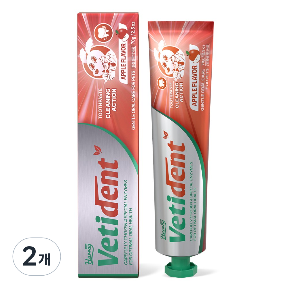 허레이 프로 베티덴트 바르는 치약 강아지 고양이 겔타입 입냄새 치석 효소 잇몸염증 제거 사과향, 2개, 70g 23,900원
