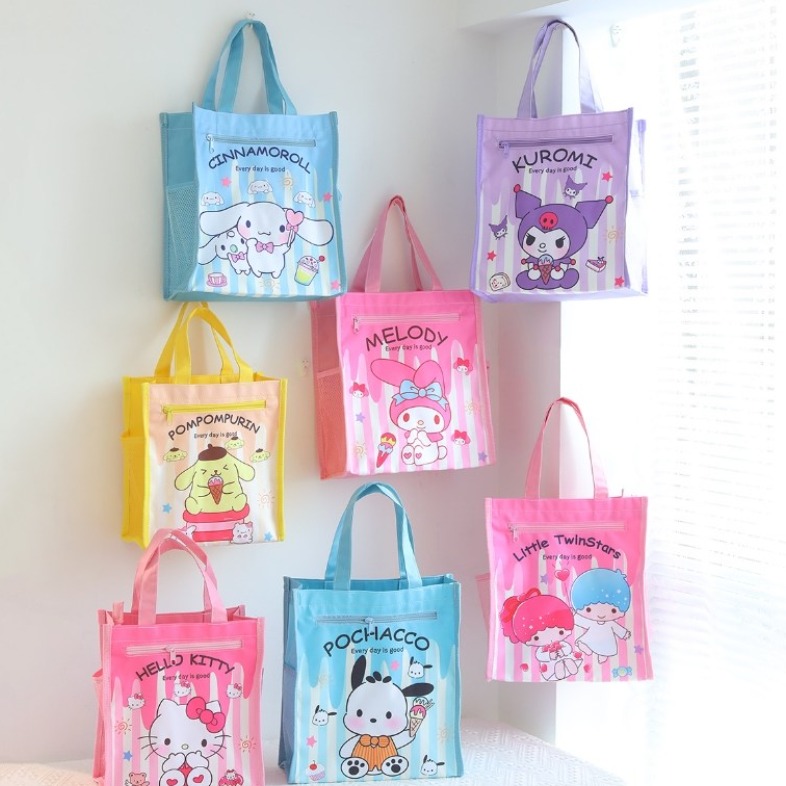 [지우프랜즈] 산리오 보조가방 실내 신발 주머니 시나모롤 마이멜로디 쿠로미 학원 가방 8,900원