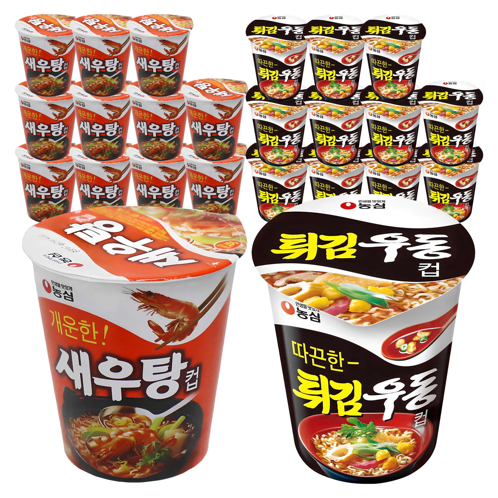 농심 새우탕컵 67g 12p + 튀김 우동컵 62g 12p 18,360원