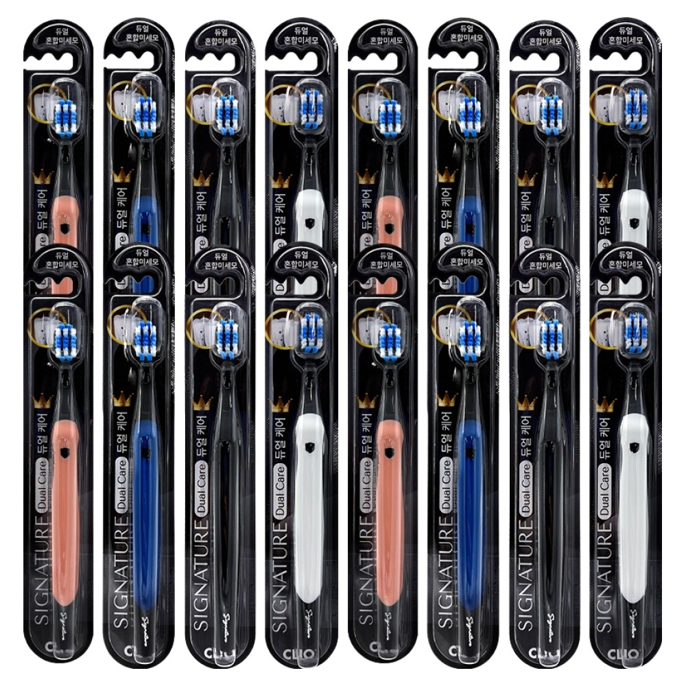 크리오 시그니처 듀얼케어 세정 이중미세모 칫솔 랜덤발송, 16개, 1개입 9,270원