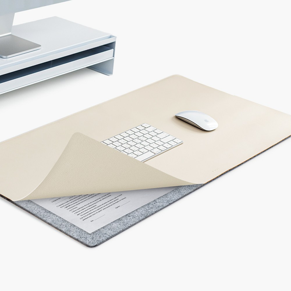 일리안 파일 마우스패드 가죽 양면 논슬립 데스크매트 대형 장패드, 1개, 아이보리 24,800원