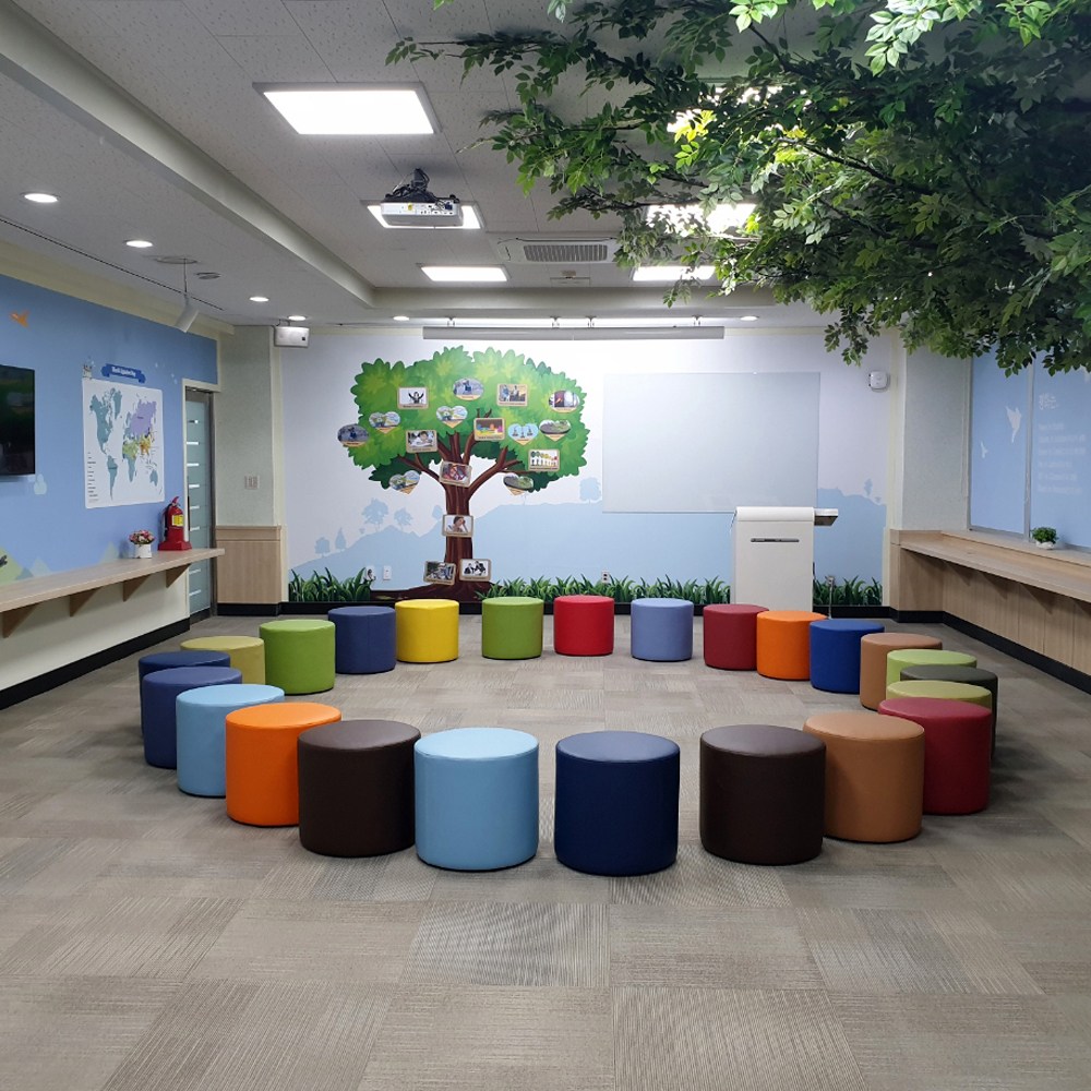 H1 원형 무지 인조가죽 스툴(400mm) 75,800원