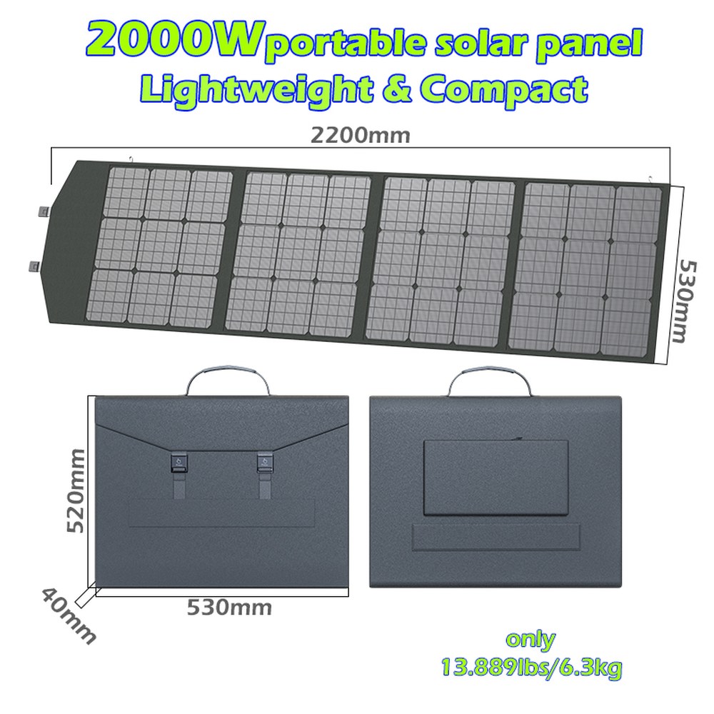 2000W 전천후 접이식 태양광 충전기 키트 - LCD 디스플레이가 포함된 AGM/LiFePO4 배터리용 12V 발전소 227,000원