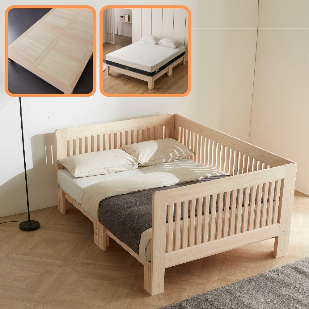 바르숲 고급무절 가드3+타이탄 패밀리 침대 편백나무 평상형 통원목 침대 프레임 원목가드 1,888,000원