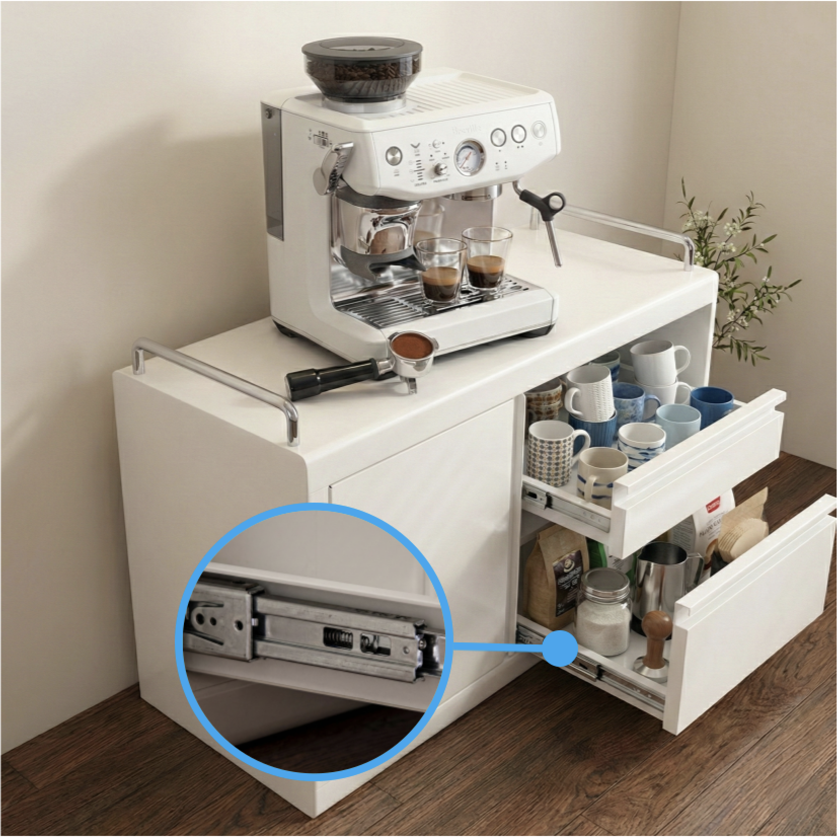 루트앤샵 철제 슬라이드 식탁위정리 컵보관 양념 수납함, 1개, 화이트 130,000원