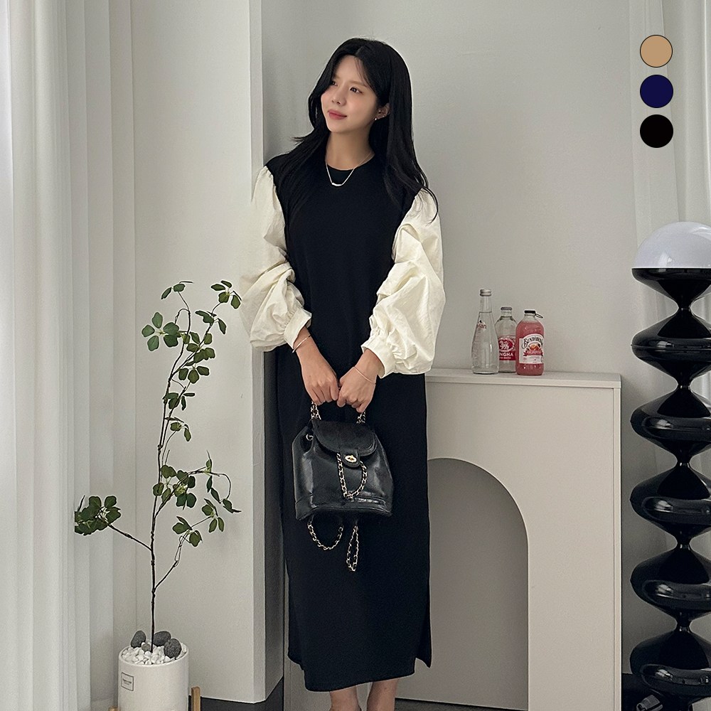 디테일웨어 여성 걸스 배색 라운드넥 긴팔 원피스 셔츠 원피스 빅사이즈 임부복 간절기 편한 A라인 롱원피스 데일리룩 19,700원