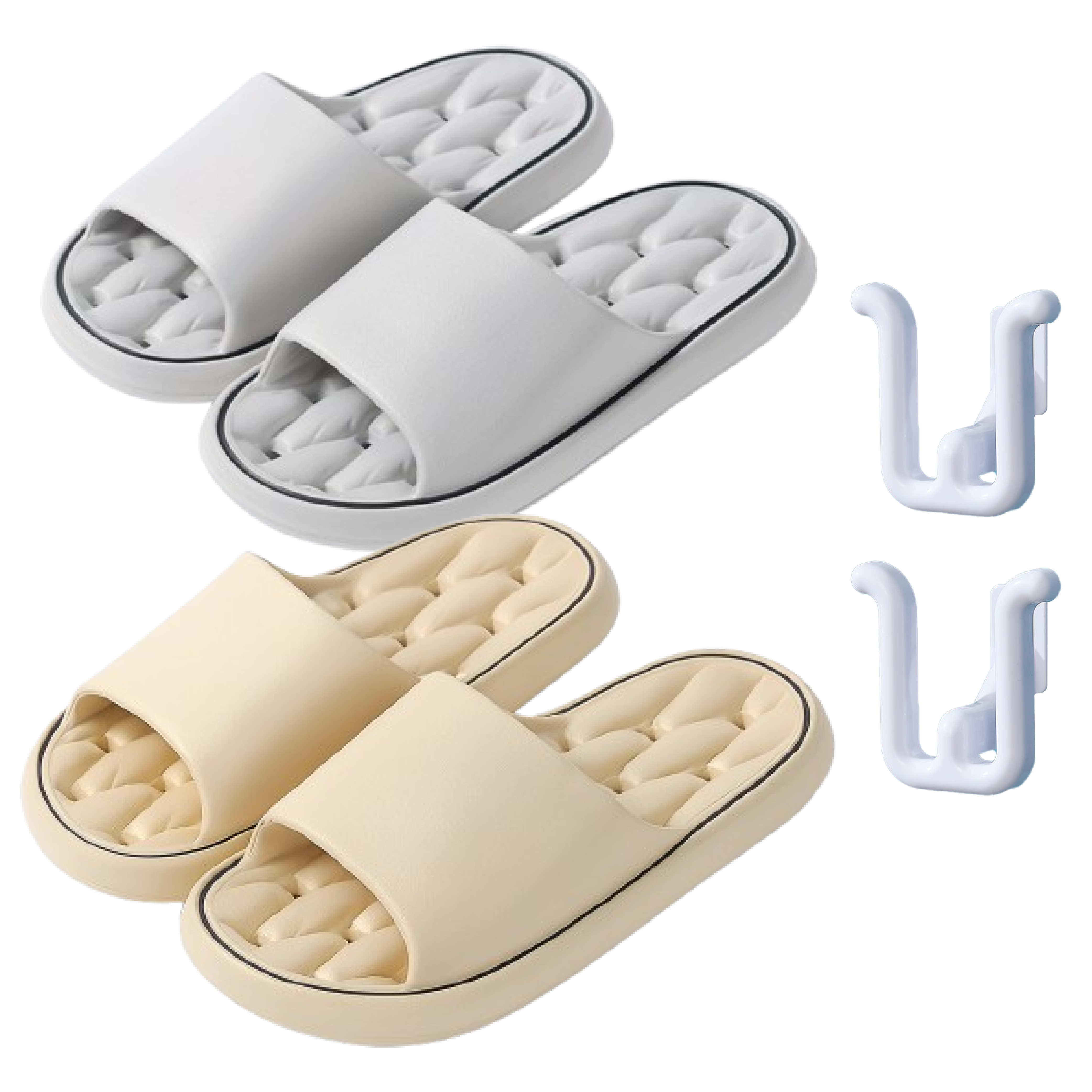 산컴퍼니 물때 안끼는 미끄럼방지 논슬립 물빠짐 욕실화 목욕탕 욕실 슬리퍼 1+1, 2개, 연그레이+연카멜 13,400원