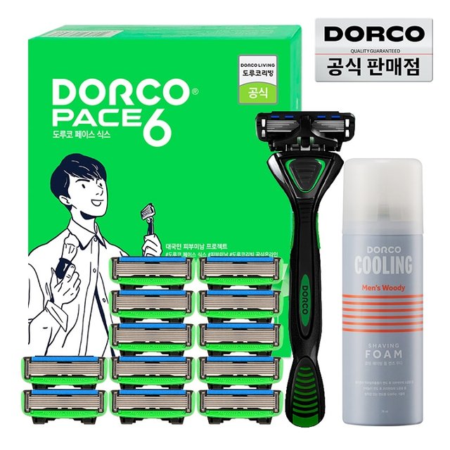 도루코 페이스6 면도기획세트 2호 (면도기+날 총13입+74ml폼) 32,900원