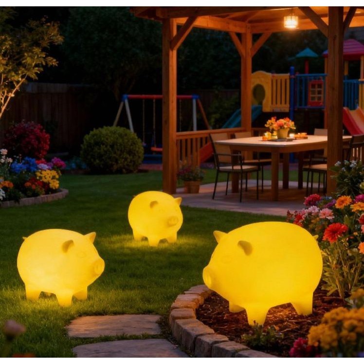 돼지 야외 조명 LED 램프 랜턴 잔디등 실외등 돼지저금통모양 16색, 74x48x50 전원연결 16색 171,900원