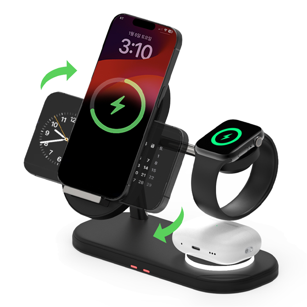 바우아토 맥브리즈 3in1 듀얼 코일 고속 무선충전기 거치대 애플 호환, 미드나잇블랙, 1개, 미드나잇블랙, 1개 29,800원