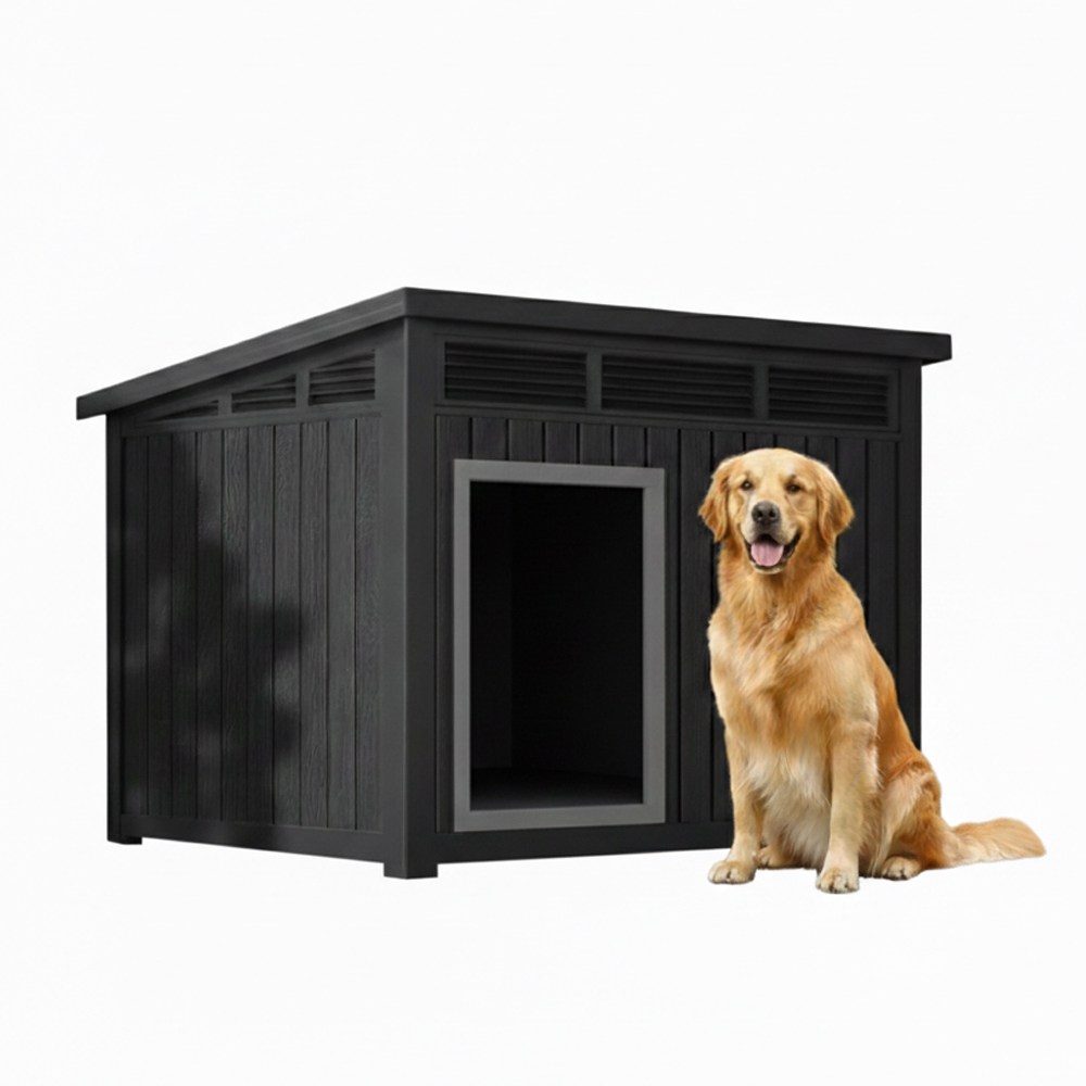 NEW레드와이 플랫형 플라스틱 강아지집 개집 야외 실외 대형견집 애견하우스 반려동물, 1개, 플랫형블랙 126,000원