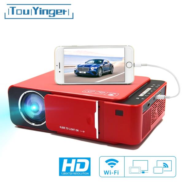 TouYinger T6 휴대용 HD LED 프로젝터, (안드로이드 와이파이 옵션) 비디오 비머 지원 4K 풀 HD 1080p 홈 시어터 시네마 378,700원
