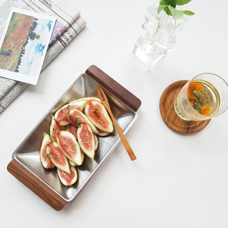 우디 디쉬 플레이트볼 국산 원목 캠핑 감성 그릇 접시 스텐 손잡이 식기 디저트 플레이트 리온스텐 28,900원