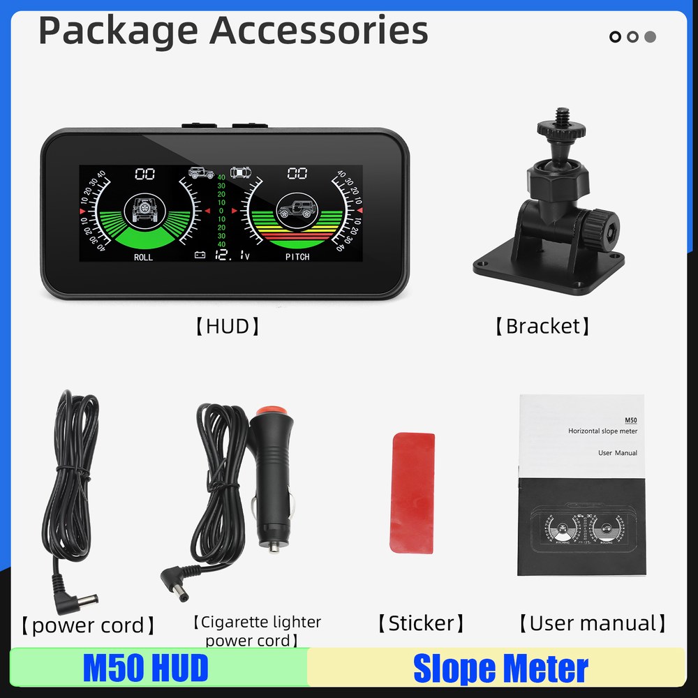 Slope 계량기 디스플레이 GPS BDS 듀얼 시스템 헤드업 디스플레이, M60 HUD 경사계, 오프로드 4X4 자동차 액세서리, 35,800원