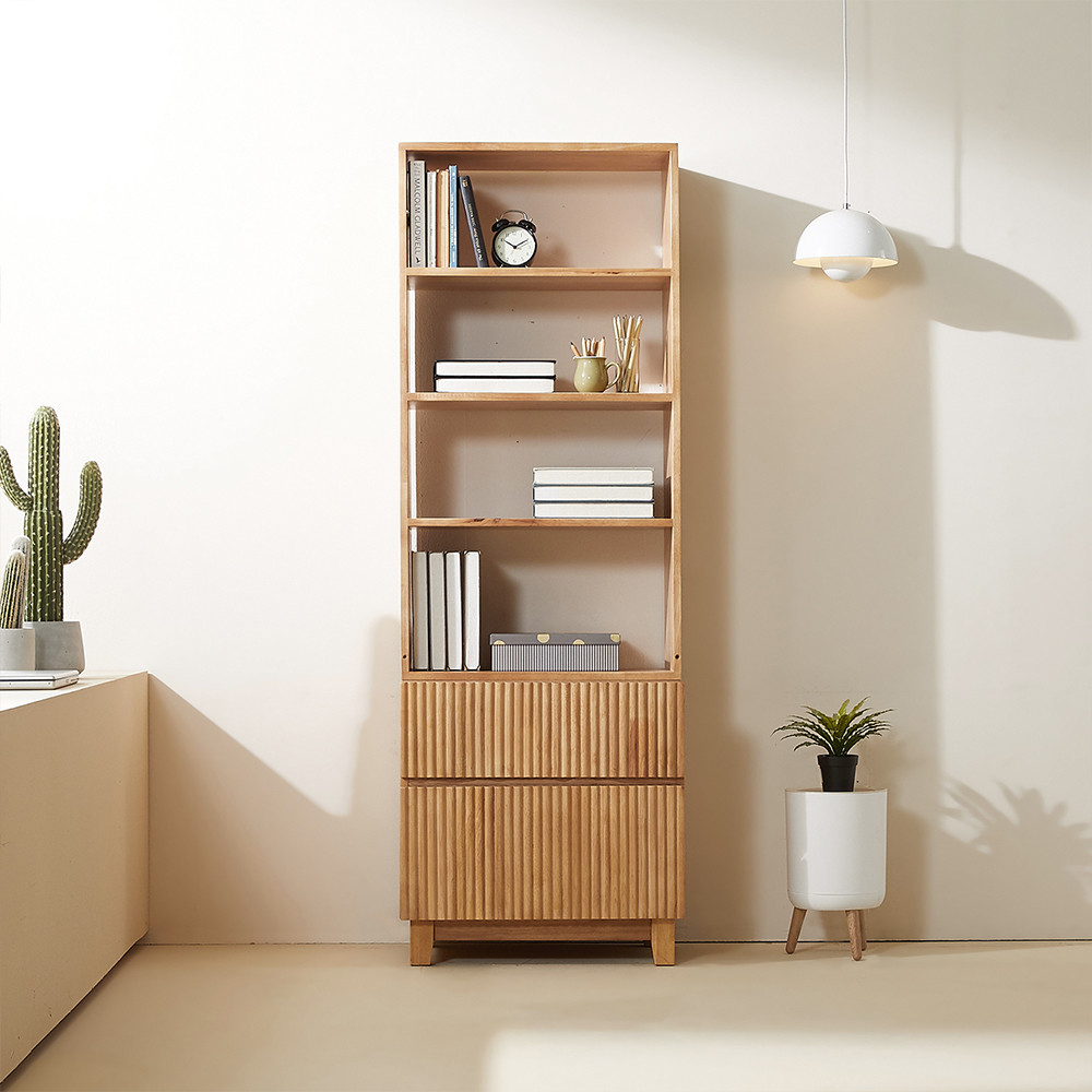 까르엠가구 고무나무 원목 모노 높은 책장 600 방문설치, 내츄럴, 4단 378,000원