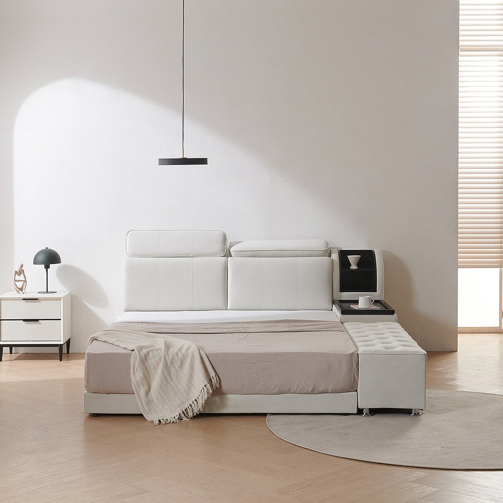 유씨엠 제시 아쿠아패브릭 저상형 무빙헤드 모듈 Q퀸 침대 베이직타입, 컬러:그레이 퀸 베이직타입 964,720원