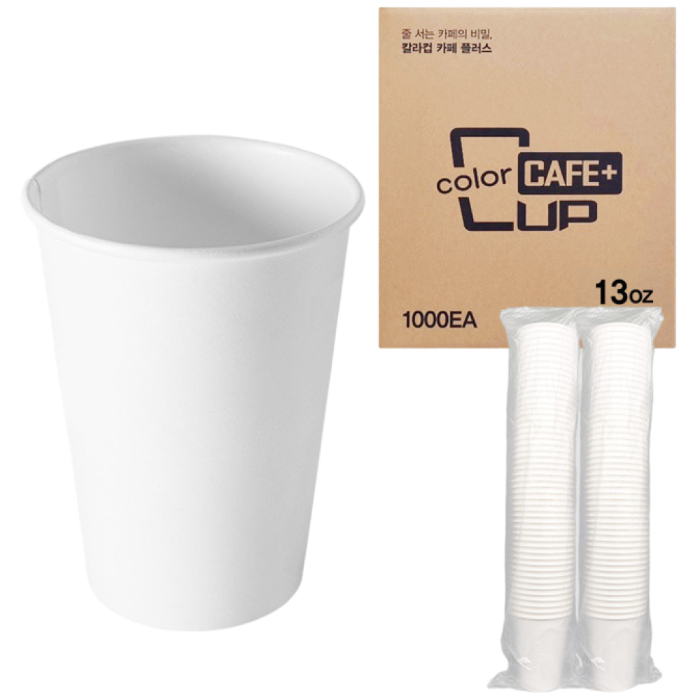 [박스] 프리미엄 고평량 320g 무인쇄 단단한 백색 종이컵 13oz 500개, 1개 35,900원