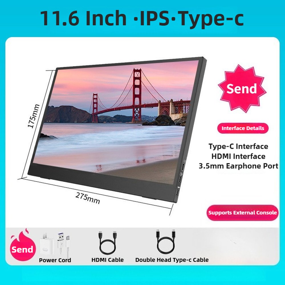 카플레이 모니터 IPS 14인치 휴대용 디스플레이 초슬림 백스탠드 144Hz 노트북 Xbox PS4 스위치 TV 박스 휴대폰 PC 확장 모바일용 84,800원