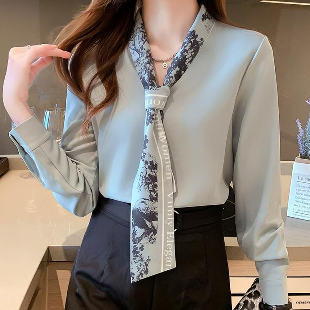 더시럽 여성용 쉬폰 스카프 타이 일체형 블라우스 23,520원