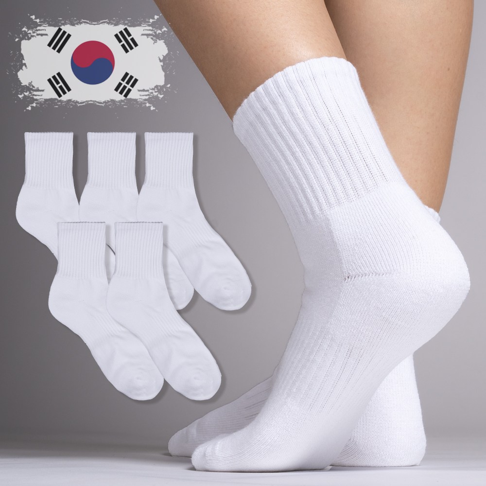 국내제작 프리미엄 이중바닥 쿠션 중목 스포츠양말 5켤레 17,900원