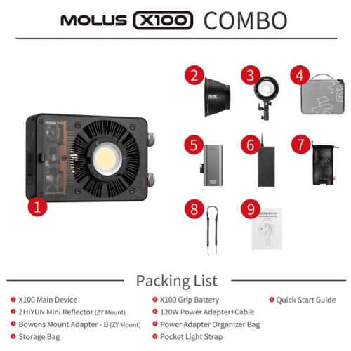 ZHIYUN MOLUS X100 100W G60 60 60W COB LED 비디오 조명, 유튜브 비디오 촬영용 조명 필 라이트 537,800원