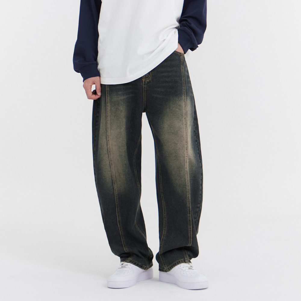 클로니아 유니크 앞 절개 벌룬 와이드핏 청바지 남여공용 (진청) EU7M78 43,800원