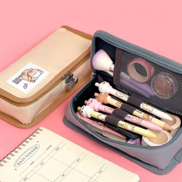 필통 파우치 대용량 메쉬 투명창 학생 사무용 문구 수납 케이스 지퍼 양면 다층 칸막이 14,120원