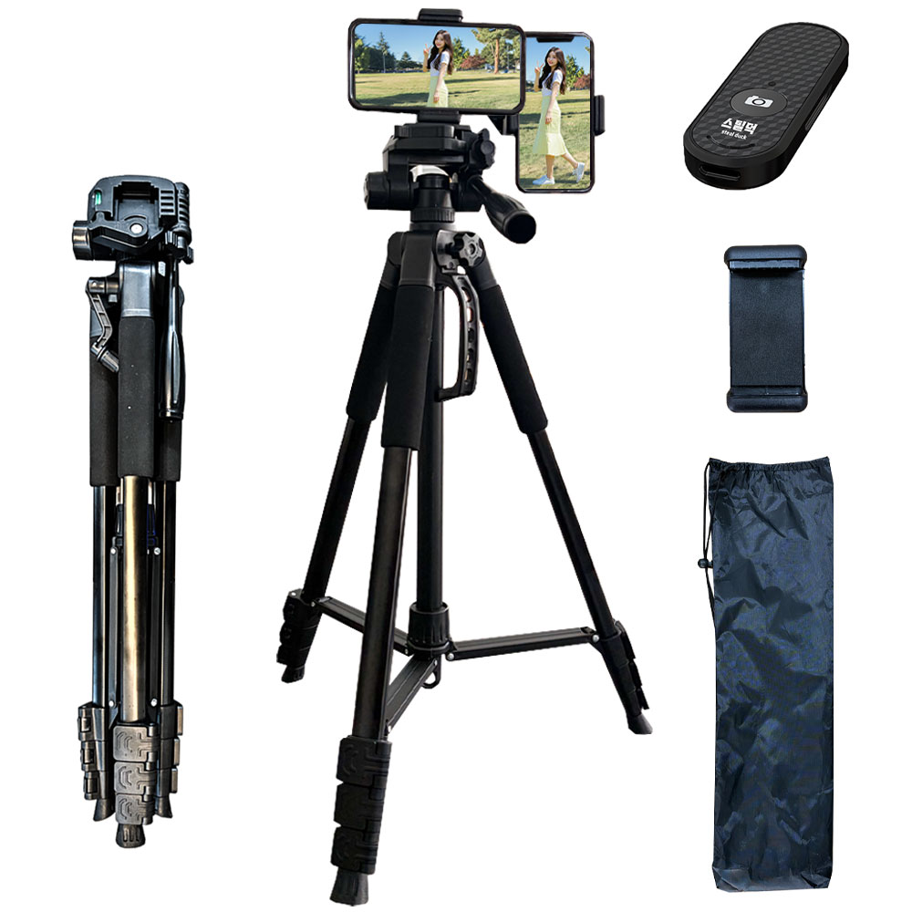 스틸덕 180cm 삼각대 스마트폰 카메라 셀프 스냅 블루투스 리모컨, 1개, 블랙, SDT-01 29,800원