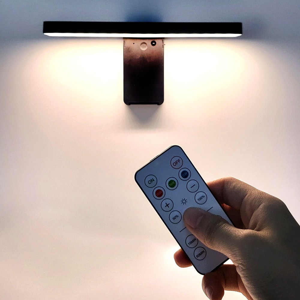 HK Sell 리신 3색 벽조명 C타입 충전 리모컨형 LED 180도 각도조절 무타공 인테리어등, 블랙, 1개 17,800원