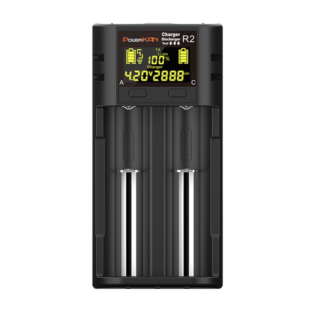 POWERKAN 고속충전기 건전지용량체크 LCD 만능 배터리 충전기 3.7V리튬이온 1.2V니켈수소 R2 배터리 충전기 18650 AA AAA 26650 과충전방지 파워칸, 1개 18,800원