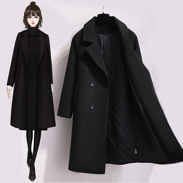 ORZQU 겨울 여성 누빔안감 모직 코트 빅사이즈 루즈핏 롱 트렌치코트 도톰 점퍼 코트 36,600원