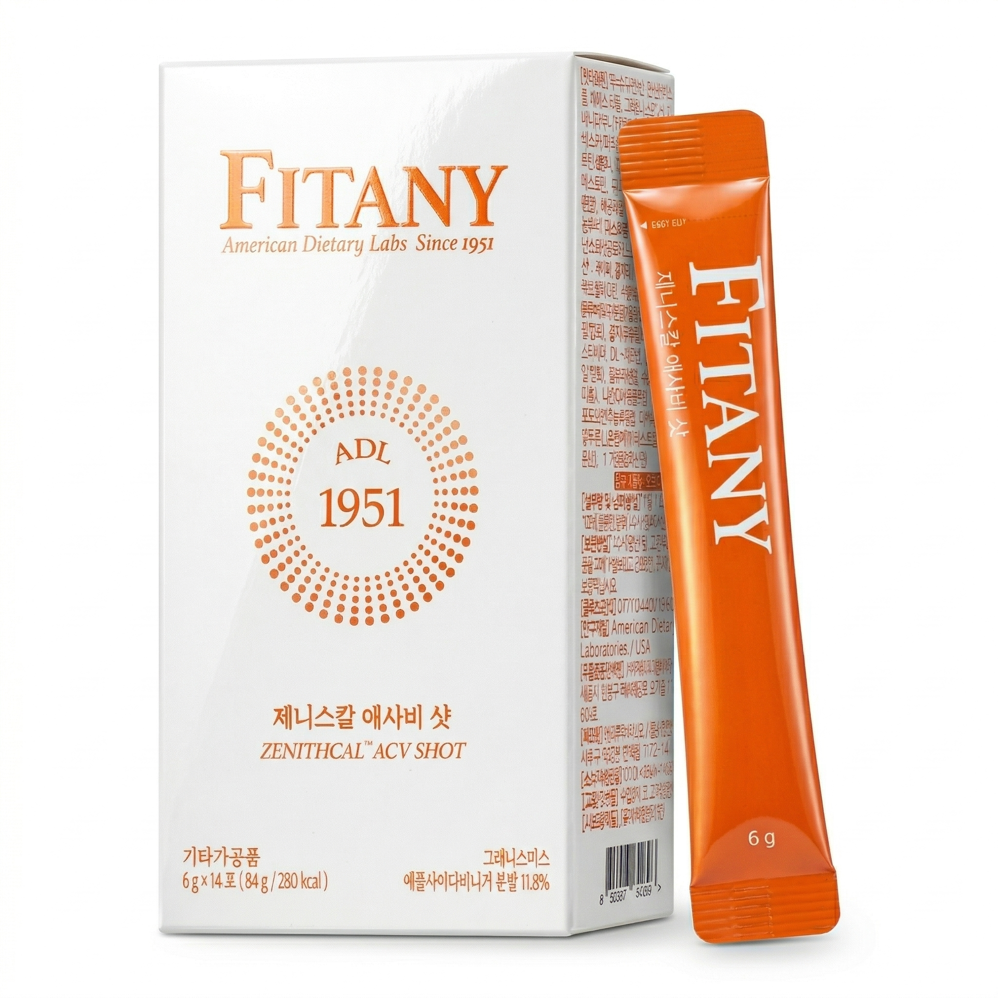 [FITANY] 피타니 제니스칼 애사비 샷 그래니스미스 애플사이다비니거, 84g, 1박스 49,000원