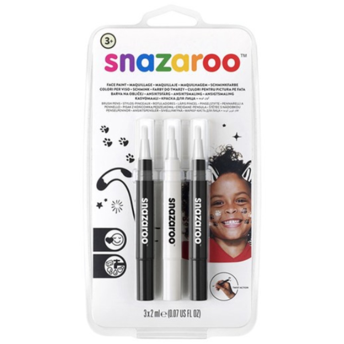 영국 스나자루 페이스 페인팅 브러쉬 펜 - 모노크롬/ 어린이날 행사 할로윈 분장 잘지워지는 수성 붓타입, 1개 18,000원