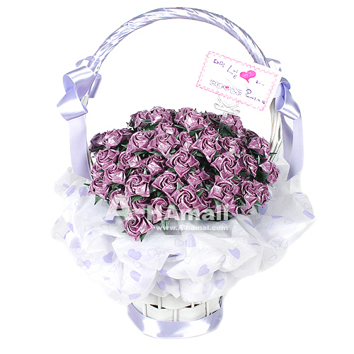 (종이장미)샤방하트(올퍼플)100송이 종이장미 꽃바구니 113,900원