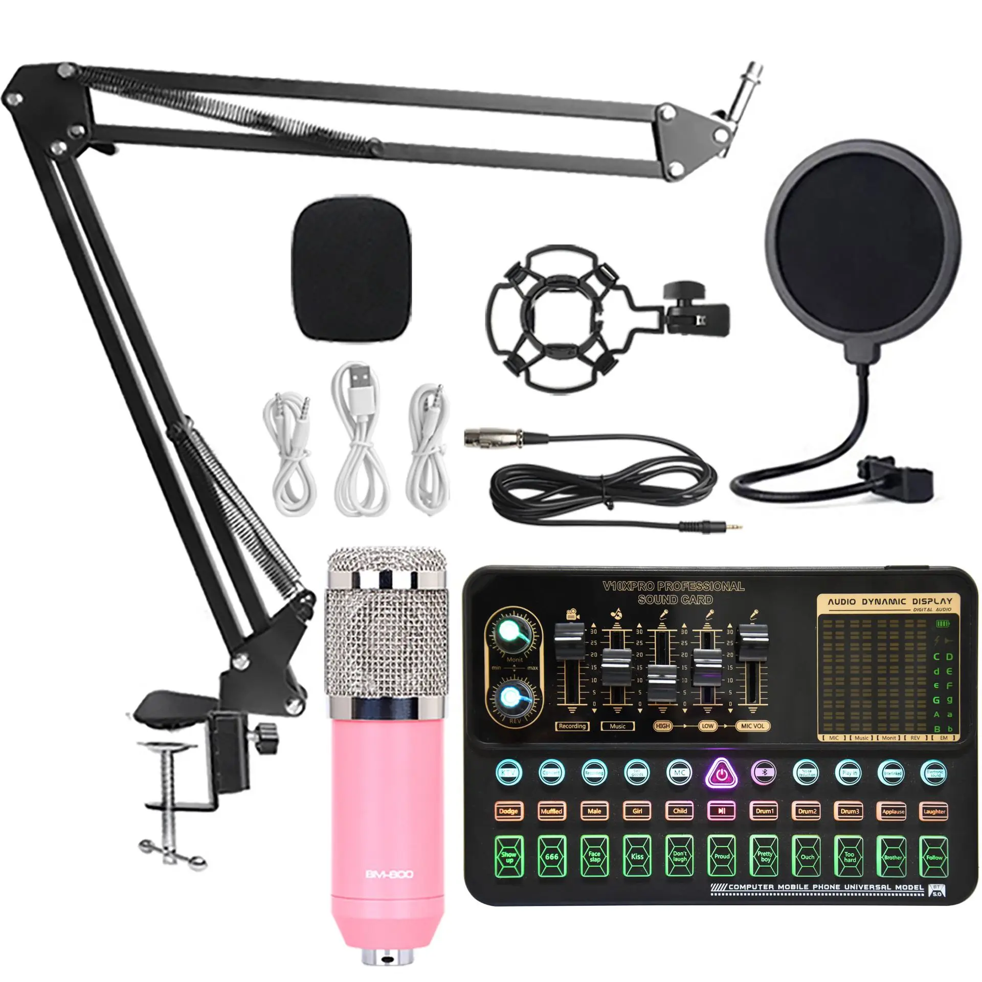 V10XPro 사운드 카드 스튜디오 믹서 노래 소음 감소 마이크 음성 BM800 라이브 방송 전화 컴퓨터 레코드 V1 101,900원