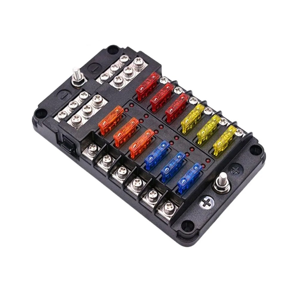 발통마켓 차량 퓨즈박스 휴즈박스 12구 접지 일체형 고용량 홀더 LED 소켓 DIY 홀더 18,300원