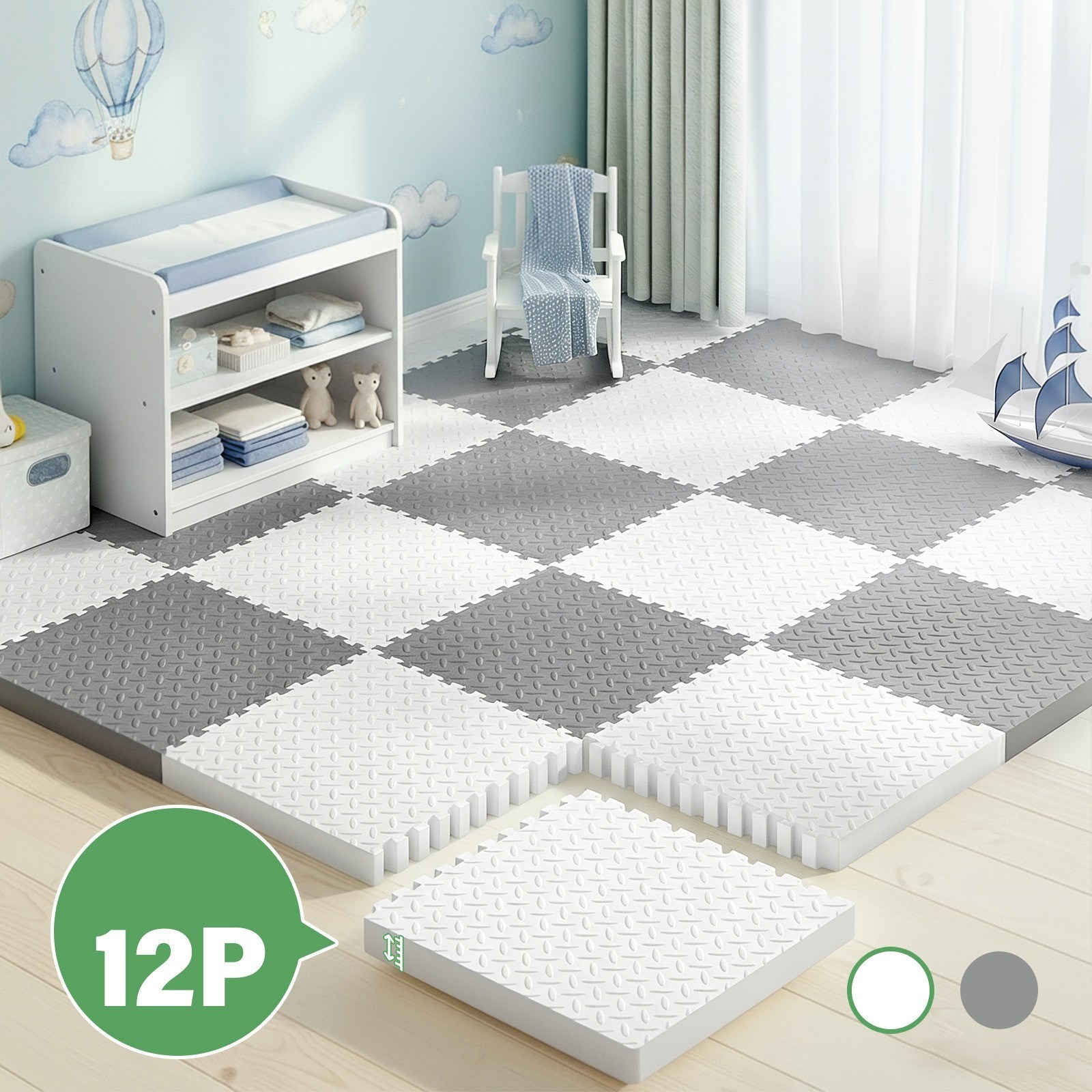 Soolink 스펀지 바닥 매트 두꺼운 층간소음 퍼즐매트 12P 거실 베란다 냉기차단 2cm 18,000원