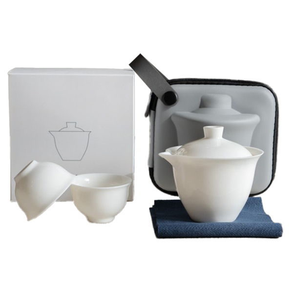 오후반차 휴대용 다도세트, 1세트, 다관 + 찻잔 2p + 뚜껑 + 다건 + 파우치, 화이트 32,800원