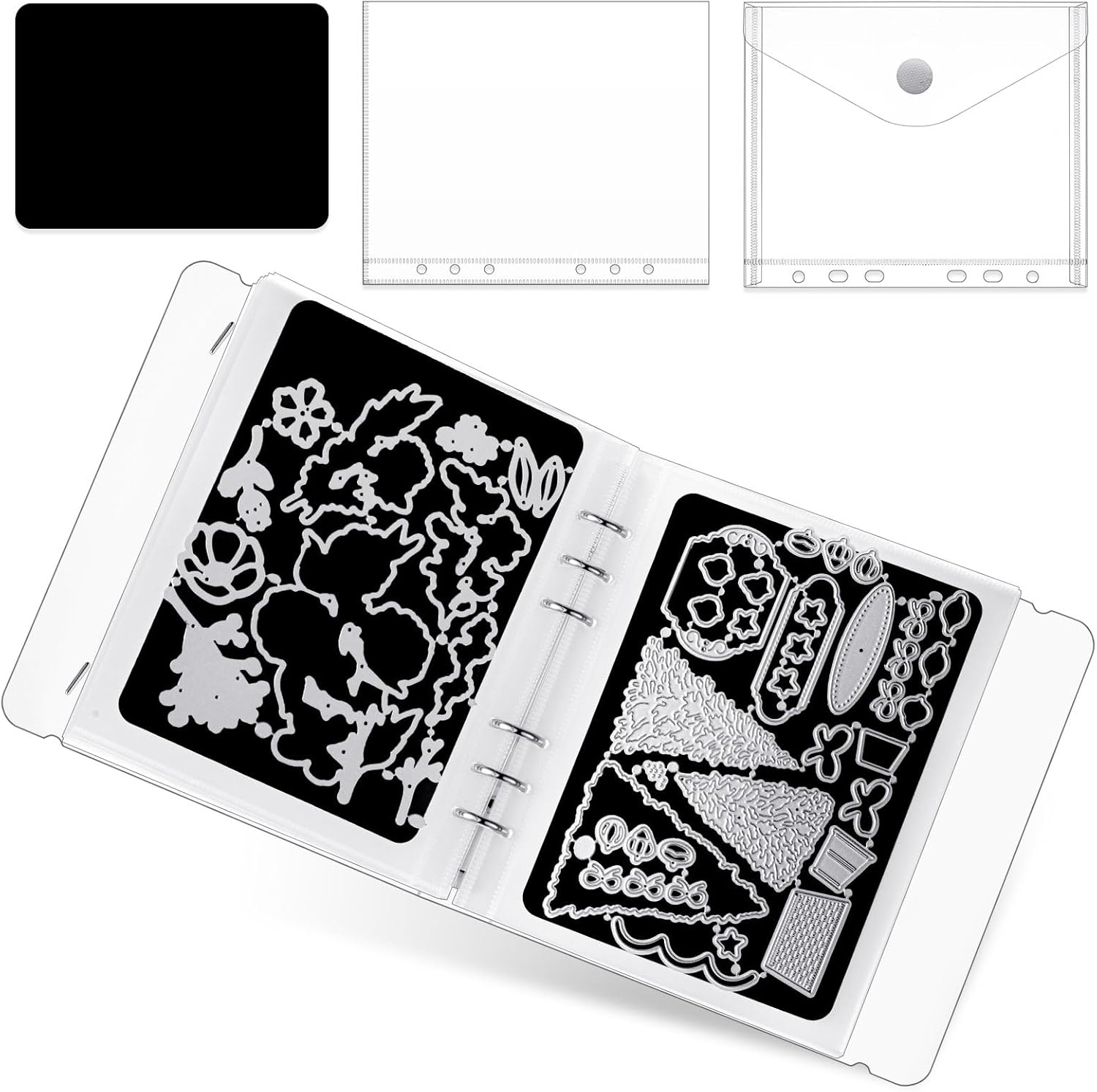 두꺼운 바인더 커버가 있는 다이 컷 보관용 5 x 7 인치 마그네틱 시트와 엠보싱 폴더 카드를 위한 스탬프 보관 포켓 60 개 DIY 스크랩북 용품 제작 60,400원