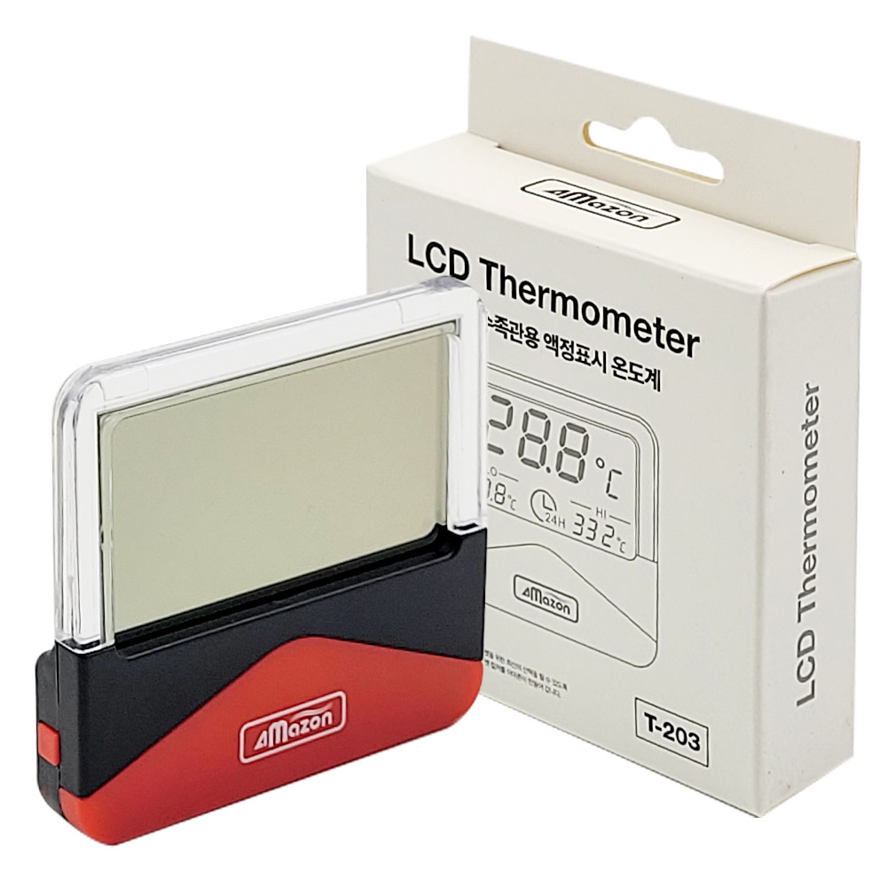 아마존 수족관용 접착식 LCD 온도계 T-203 슬림형 24시간 온도기록 어항벽에부착 전자식 10,470원