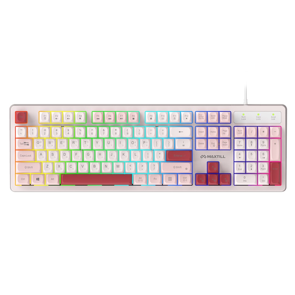 맥스틸 멤브레인 3컬러 키캡 RGB USB 유선 일반형 키보드, PINK, GM-KM1U, 제조사축 17,430원