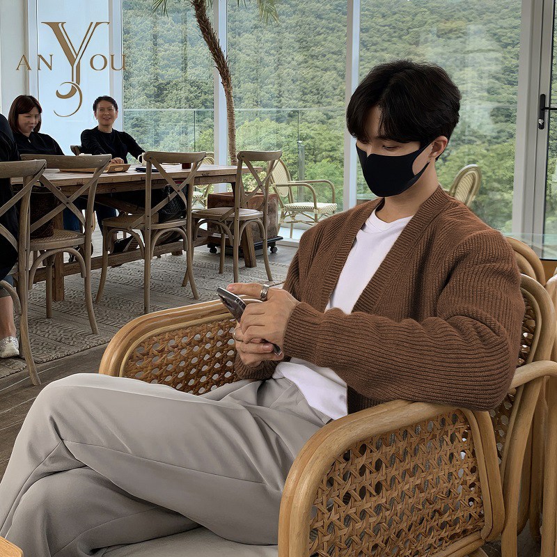 ANYOU 남성 빅사이즈 니트 가디건 기본핏 데일리 캐주얼 긴팔 스웨터 15,520원