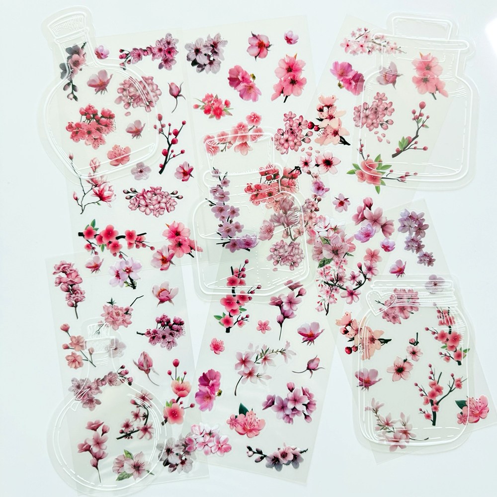 데일리펀 압화 꽃 화병 스티커 책갈피 만들기 세트, 11매, 벚꽃, 현재가 7,120원