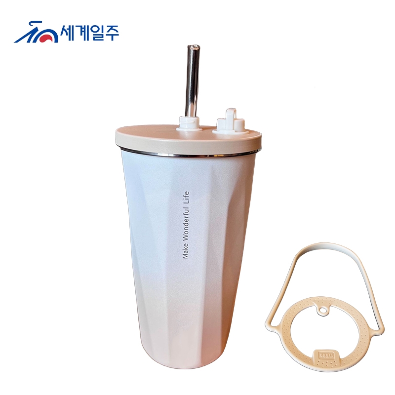 세계일주 텀블러/콜드컵 600ml 스테인리 스보온보냉커피 잔+ 스테인리스빨대+ 세척솔 포함+탈부착 끈 19,690원