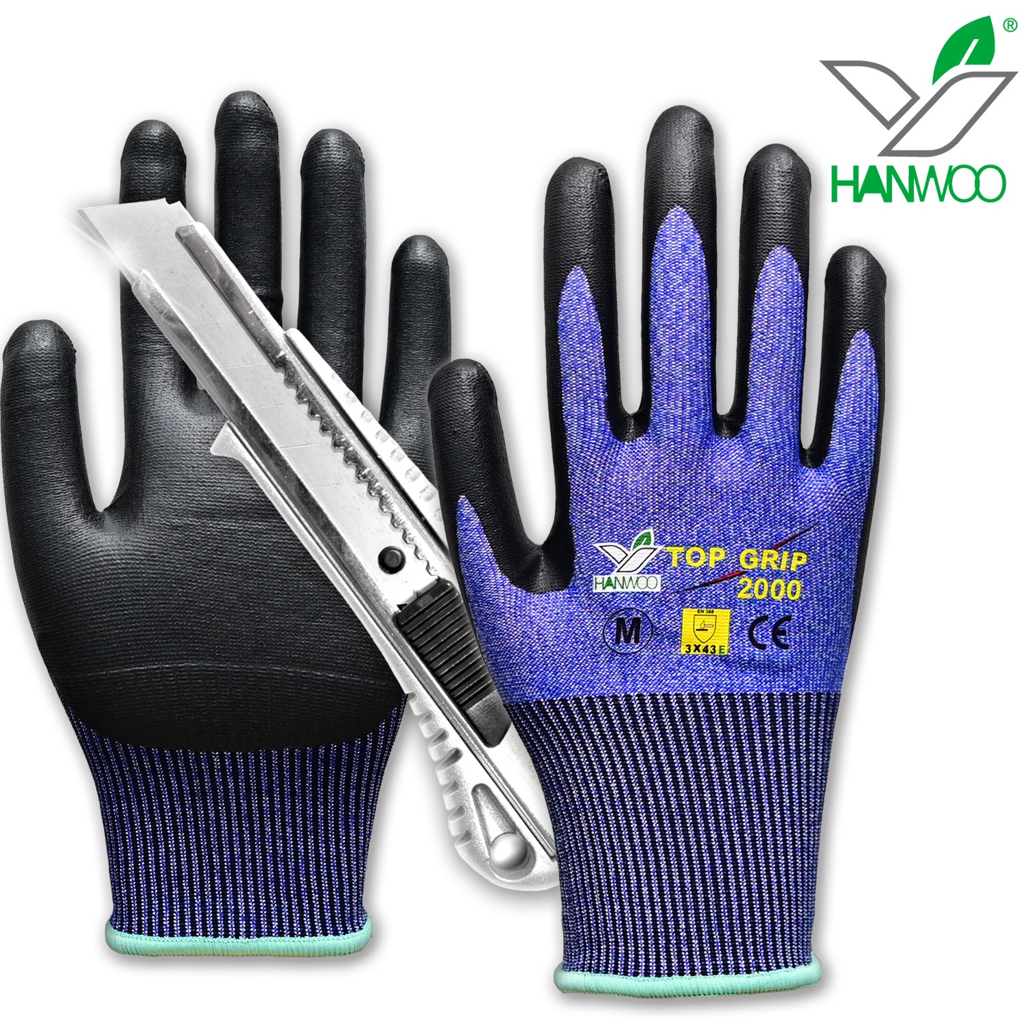 한우 칼베임 절단방지 탑그립2000 NBR코팅 작업 장갑, 5개 28,500원