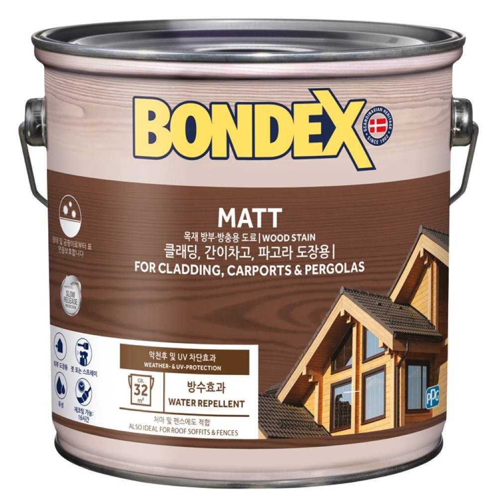 본덱스 MATT 오일스테인 2.5리터, 1개  목재 도료 2.5L 목재보호 마감 53,000원