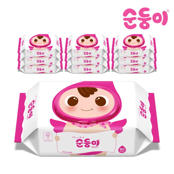 [순둥이] [특가]BC-01/베이직 물티슈 캡형 80매 10팩 22,900원